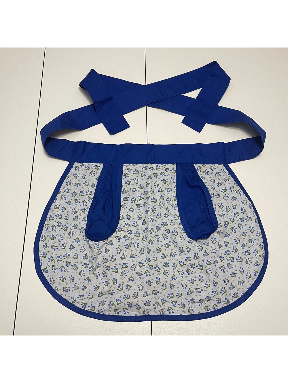 Women’s Handmade Blue Floral Half Apron